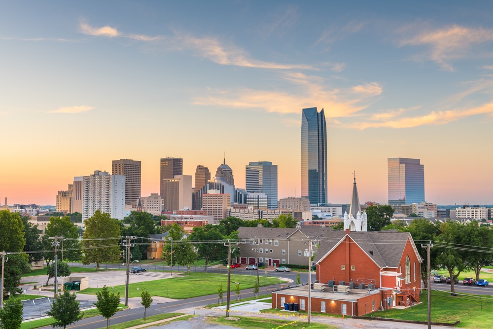 Oklahoma,City,,Oklahoma,,Usa,Downtown,Skyline,At,Twilight.