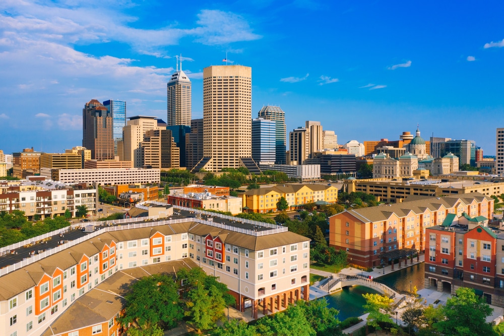 Aerial,View,Of,Indianapolis,Skyline,Indiana,Us