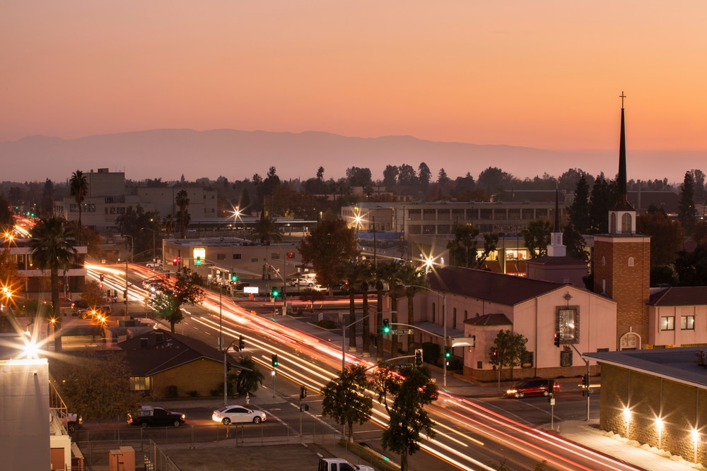 Sunset,Aerial,View,Of,Historic,Downtown,Bakersfield,,California,,Usa.