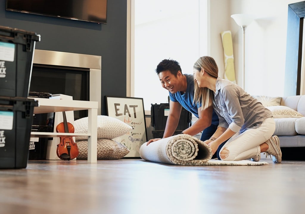 couple setting up a home