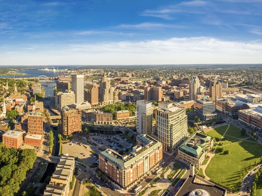 Aerial panorama of Providence, Rhode Island