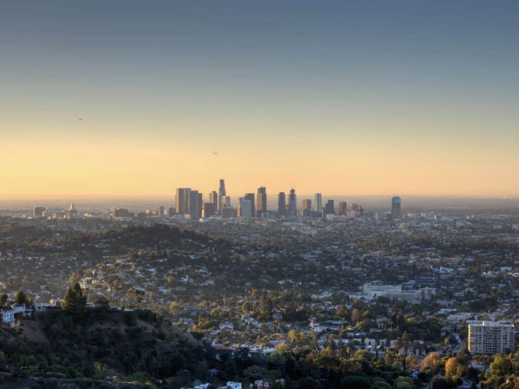 The City of Los Angeles at dawn.