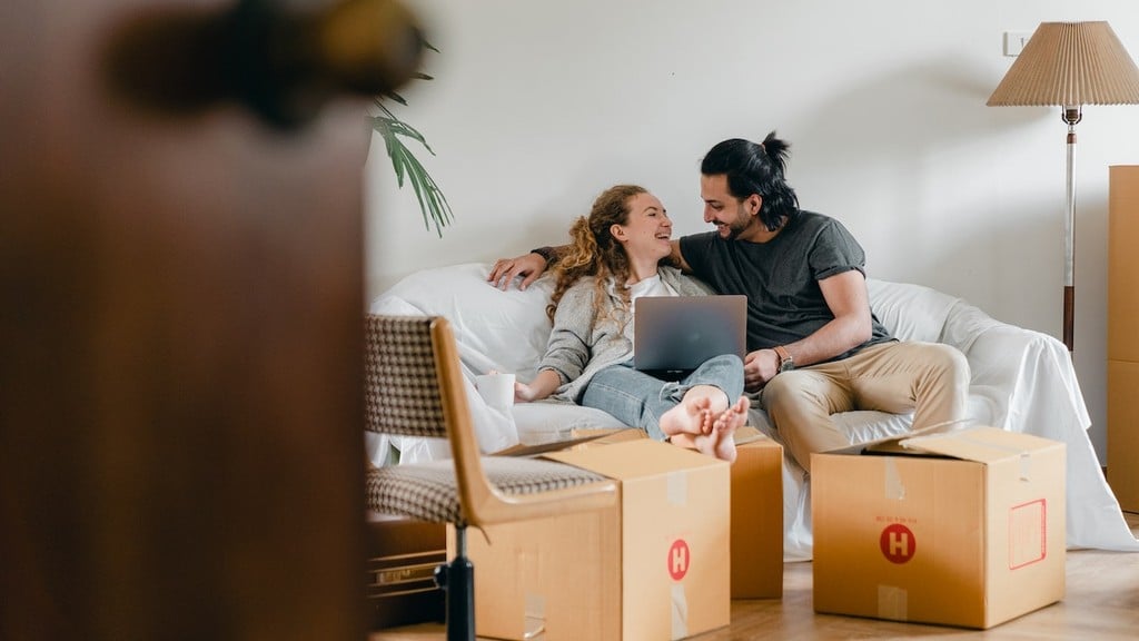 couple setting up a home