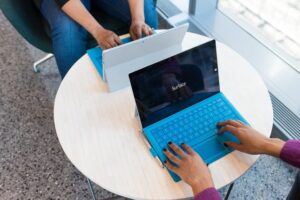 blue laptop