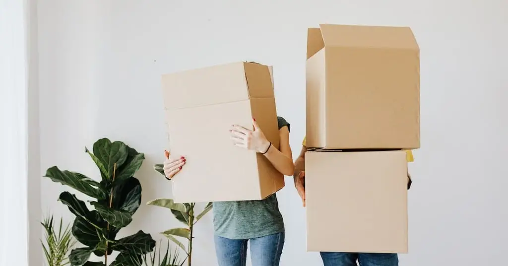 couple holding boxes