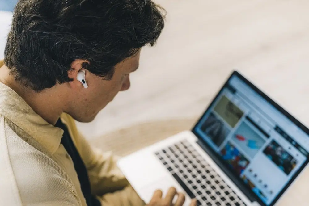 man using laptop