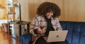 woman using laptop