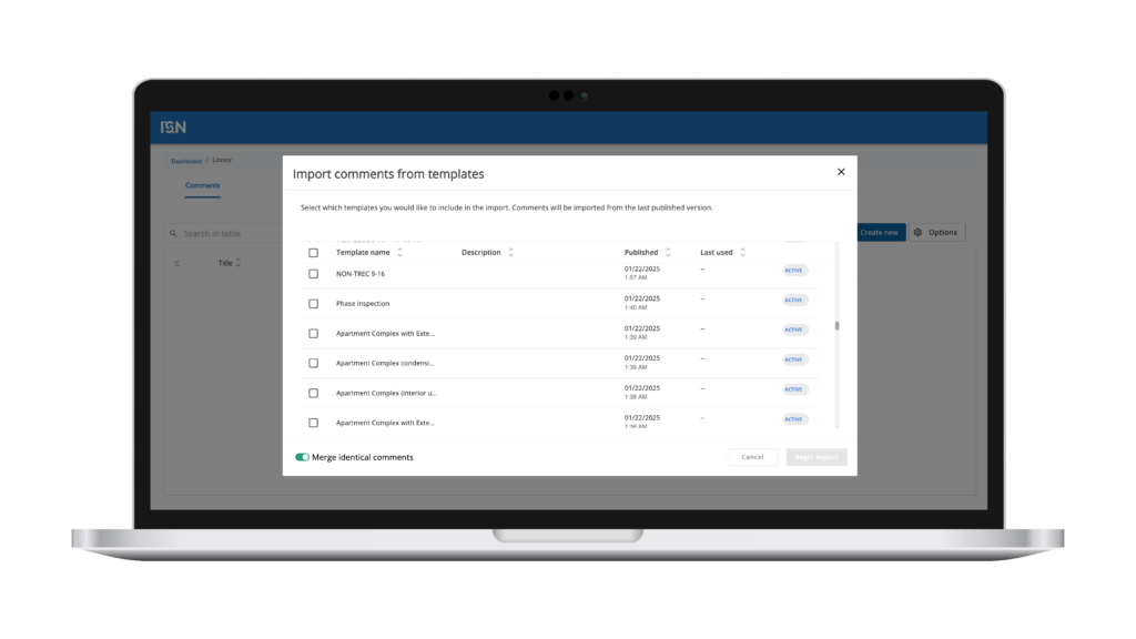 Global Ratings in ISN home inspection software for improved report clarity