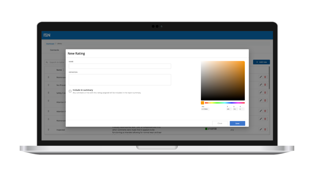Creating a new rating in the comment library