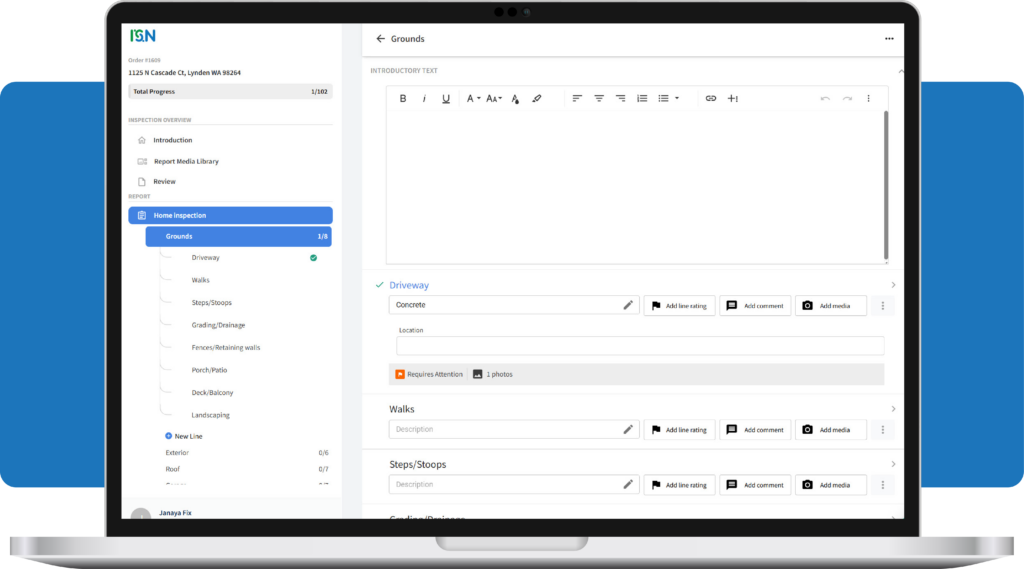 Line-level ratings - ISN home inspection software