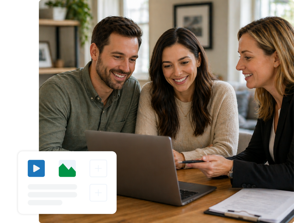 Couple reviewing results with a professional on a laptop
