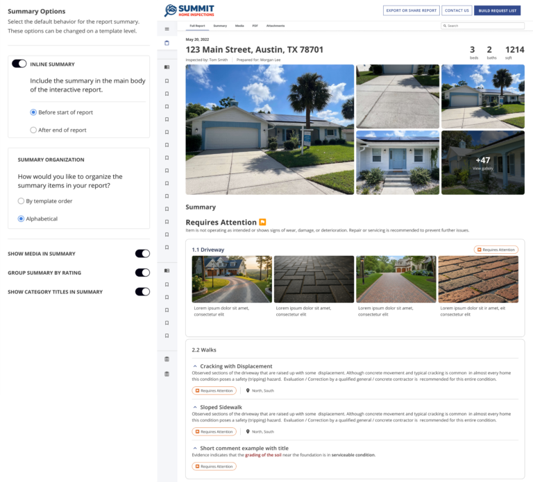 Summary Organization - home inspection software from ISN
