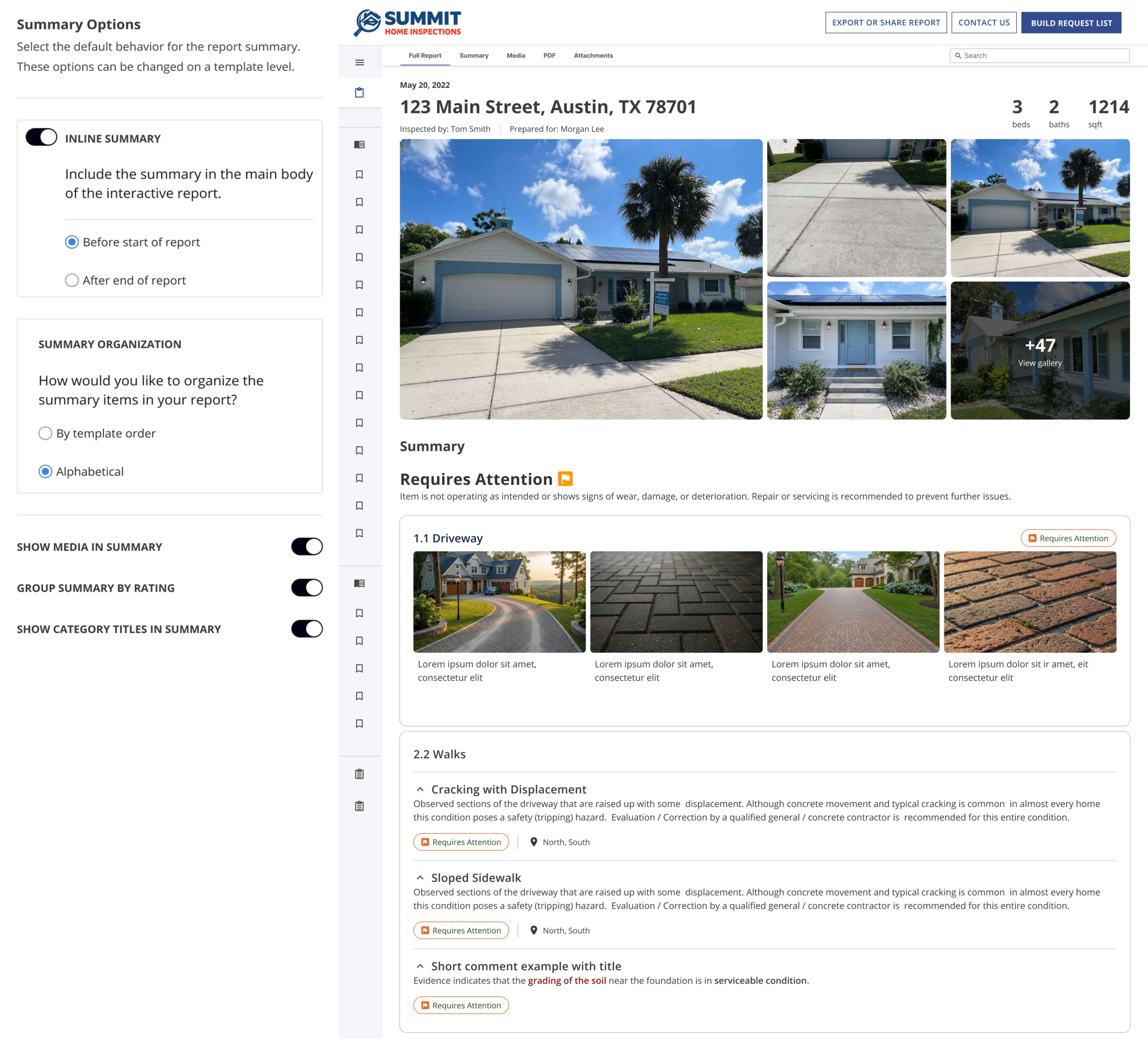 Summary Organization - home inspection software from ISN